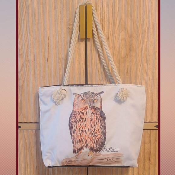 🦉 Angie Bryan Creations Owl Tote Bag – Original Artwork Print - Picture 2 of 14